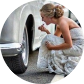 bride with wedding car sydney