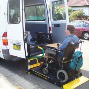 wheelchair hoist of adapted van and minibus