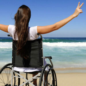 wheelchiar girl on sydney beach