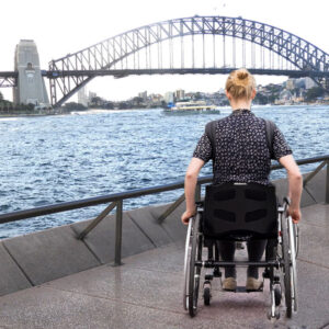 wheelchair traveller at sydney opera house